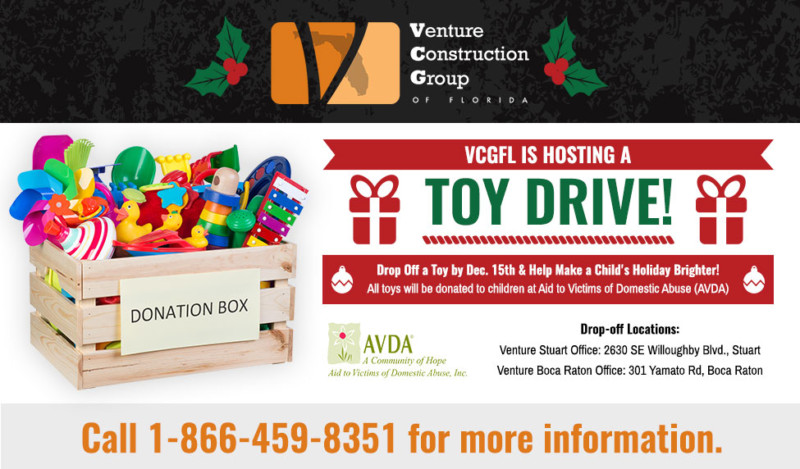 Venture Construction Group of Florida Hosts Holiday Toy Drive